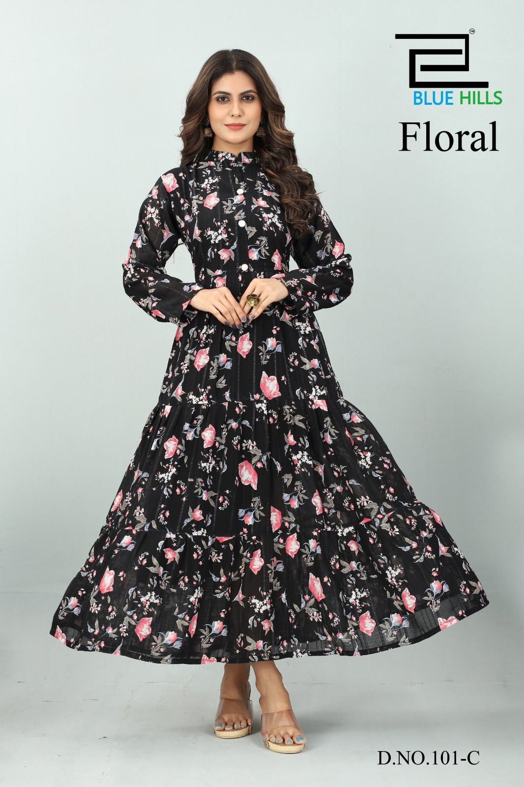 Floral By Blue Hills 010-A To 101-C Long Designer Kurtis Catalog